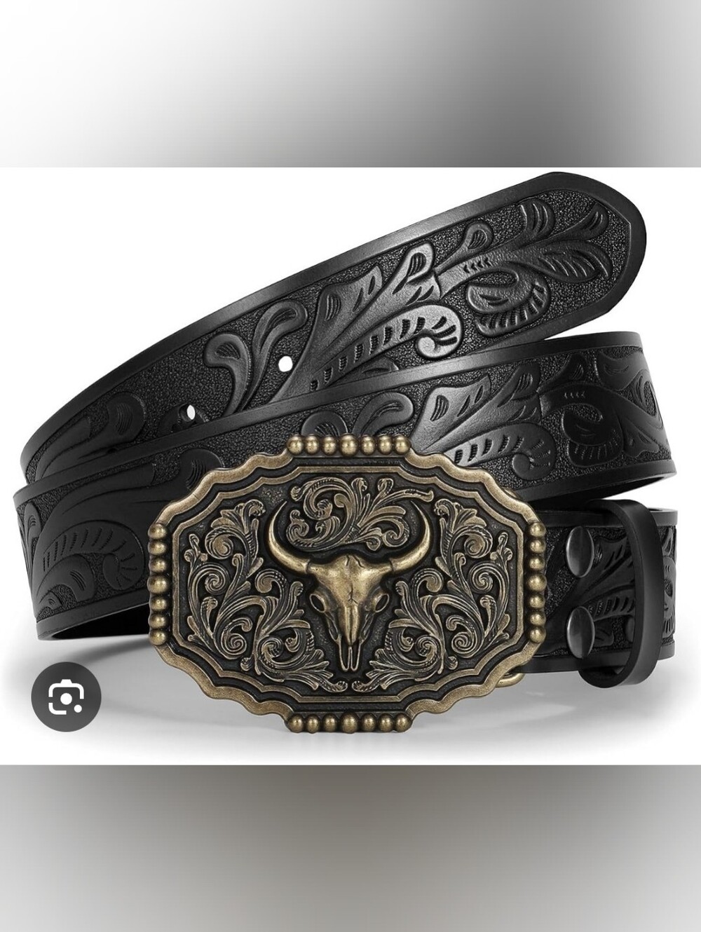 Western Leather Belt Black Bull